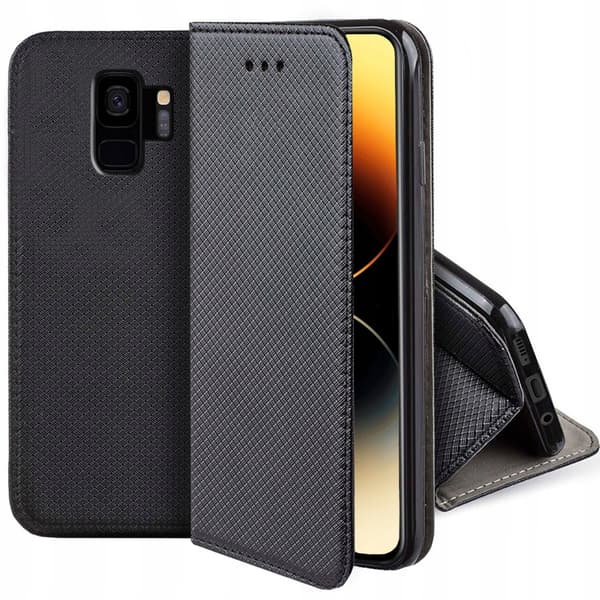 Etui til SAMSUNG GALAXY S9 PLUS /S9+ LUKKET SMART MAGNETETUIS SORT+GLAS