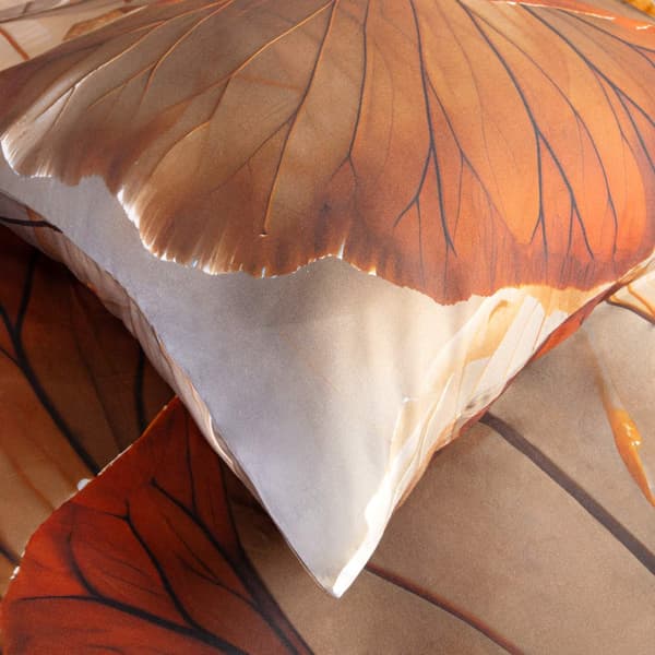 Bäddset 140x200+70x90 BOMULL SATIN orange blommönster