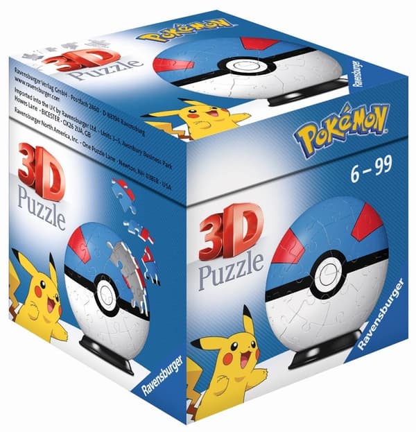 3D Puslespil 54 Pokémon Kugle Blå