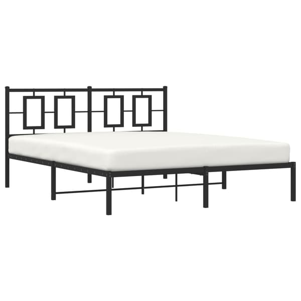 vidaXL metalsengestel med hovedgærde sort 150x200 cm