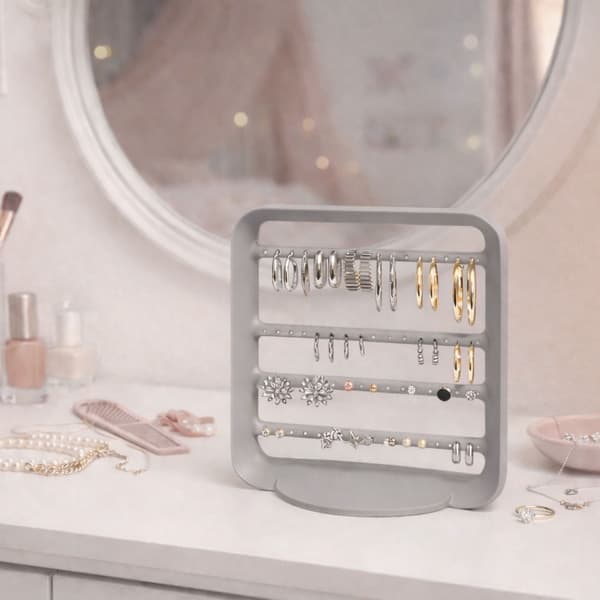 Øreringsholder, grå, smykkeorganisator, display