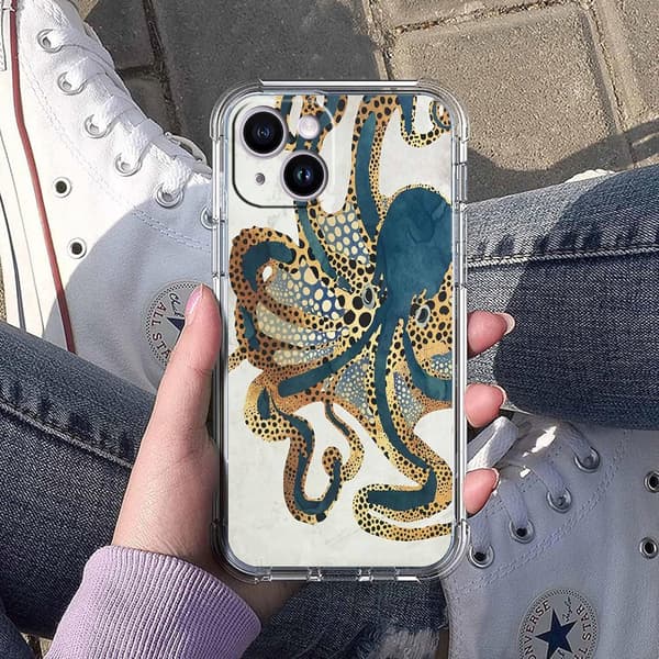 Octopus-skal till iPhone 14, TPU, blå