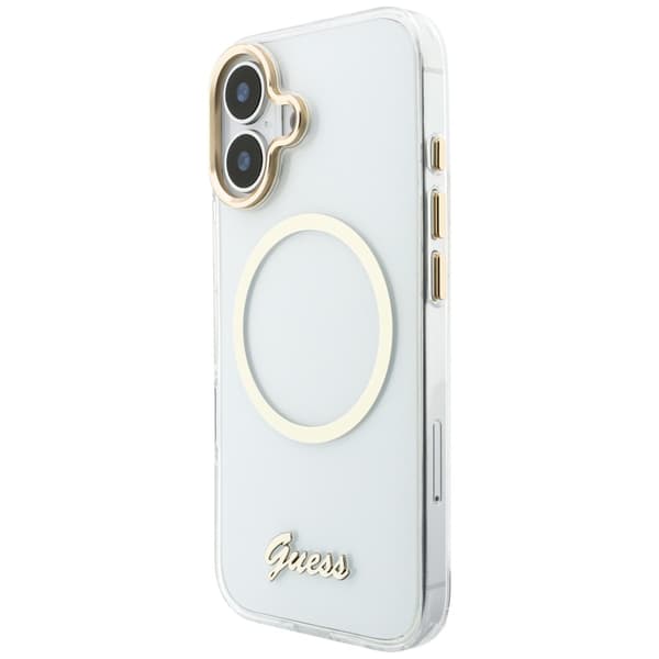Guess IML Script Metal MagSafe-etui til iPhone 17 – klart
