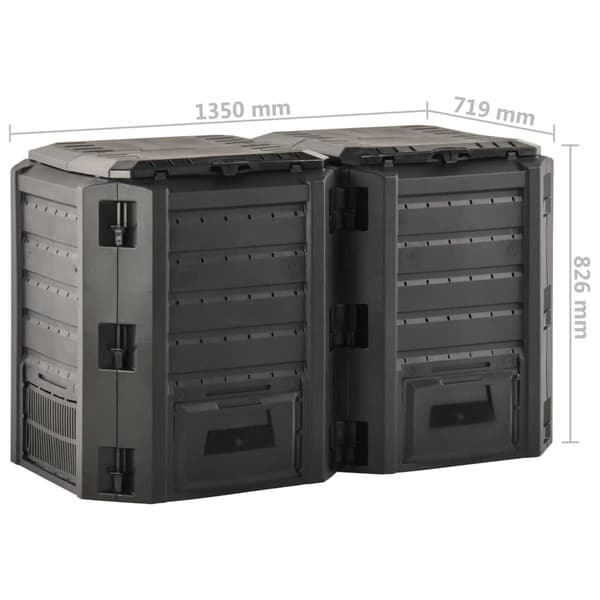 vidaXL havekompostor, sort, 800 L