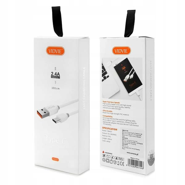 VIDVIE CB442 USB-KABEL Typ C vit