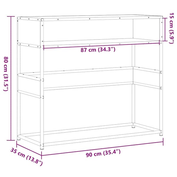 vidaXL konsolbord brunt egetræ 90x35x80 cm
