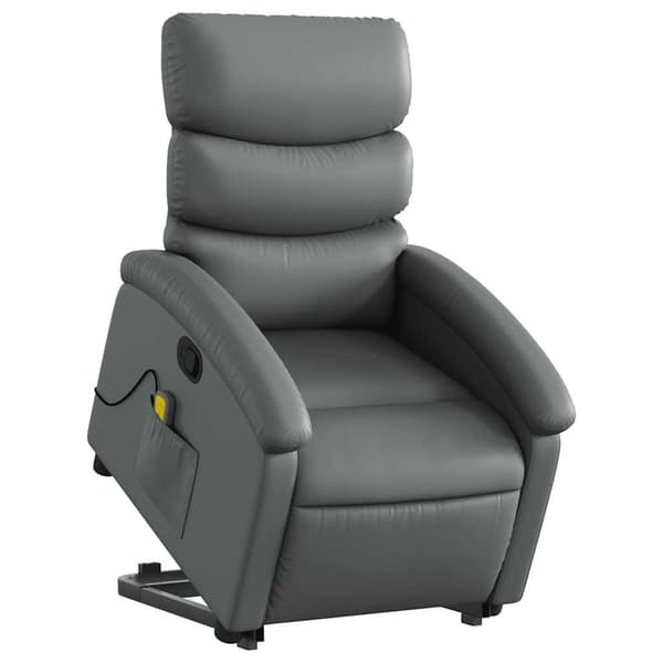 vidaXL Lyftbar massagefåtölj, grå, konstläder