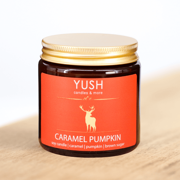 Karamel Græskar - Græskar Sojalys med Karamel - YUSH - 120ML