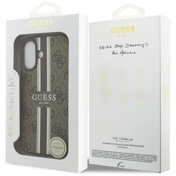 Guess 4G Printed Stripes MagSafe-etui til iPhone 17 brunt