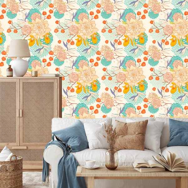 Retro blomster tapet til stue og soveværelse 50x1000 cm
