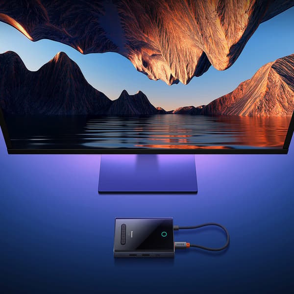 8in1 HUB-sovitin HDMI DisplayPort VGA USB-A USB-C - harmaa