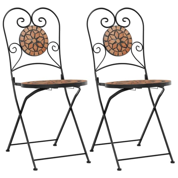 vidaXL foldbare bistrostole, sæt med 2, terrakotta, keramik