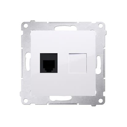 Enkelt RJ12 telefonstik, hvid Simon54