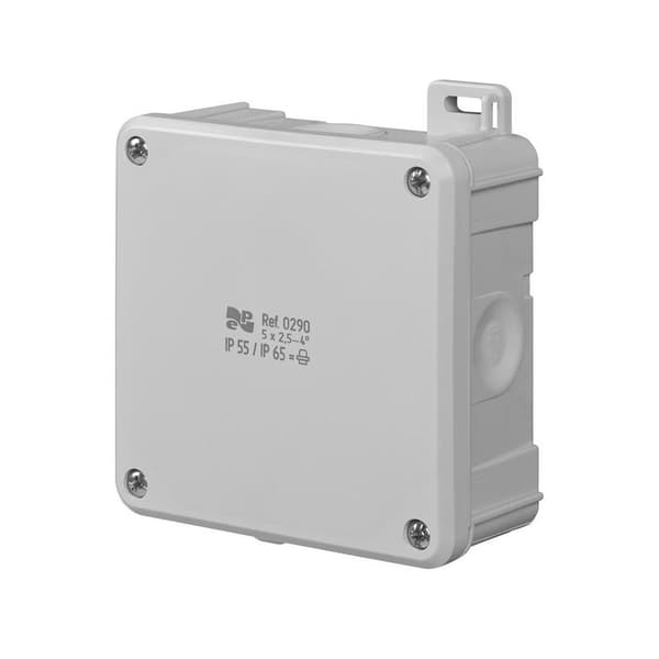 2K-boks IP55 / IP65 98x98x46, 5x2,5-4mm2, PG 13,5, Grå