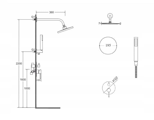 Besco decco illusion II kromat inbyggt duschset
