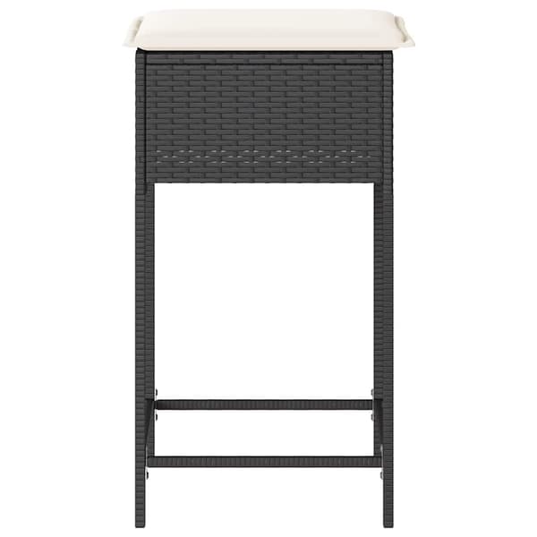 vidaXL havebarstole med hynder, sæt med 2, sort, polyrattan