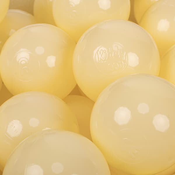 KiddyMoon plastbollar 7 cm pastellgula 100 leksaksbollar set