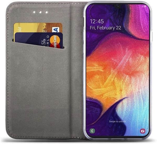 Flip-cover til Samsung Galaxy A50 sort + 9H GLAS