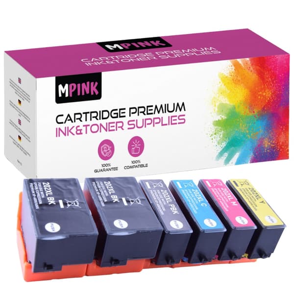 6x Epson GP-E202XL CMYKK-blæk