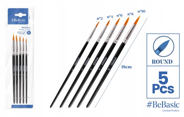 BeBasic Runde Pensler 5 stk. i et sæt S044