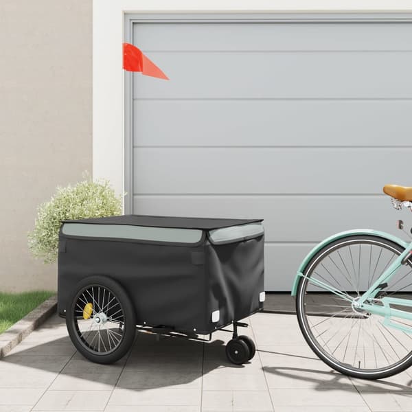vidaXL cykelanhænger, sort og grå, 45 kg, jern
