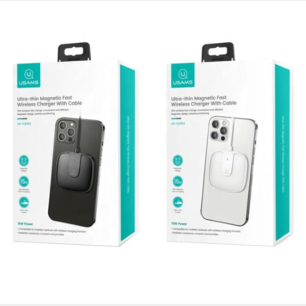 USAMS 15W trådløs induktiv oplader til iPhone 12 sort