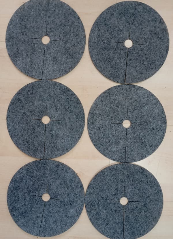 Set med 6 ogräsklipparskivor, mulching, grå, diameter 15 cm