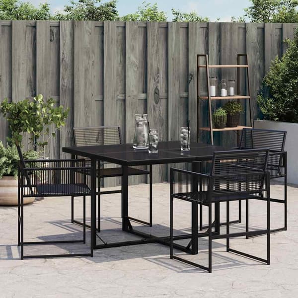vidaXL havestole, sæt med 4, sort, polyrattan