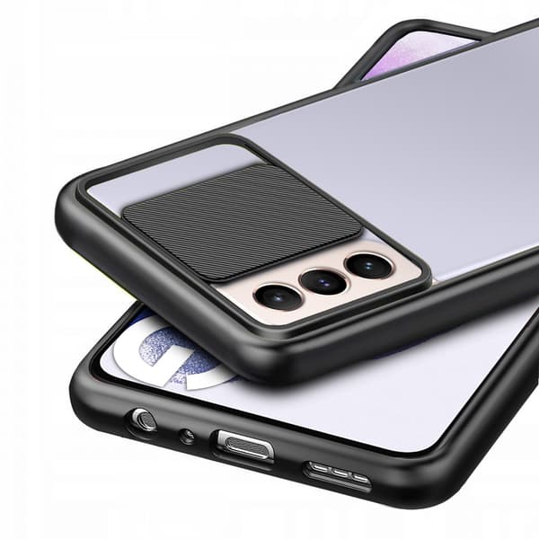 Etui til Samsung Galaxy S21+ Plus, med kamerabeskyttelse, gennemsigtig / sort