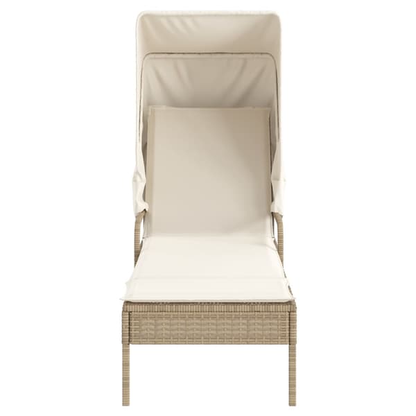 vidaXL Aurinkotuoli katoksella, beige, polyrottinki