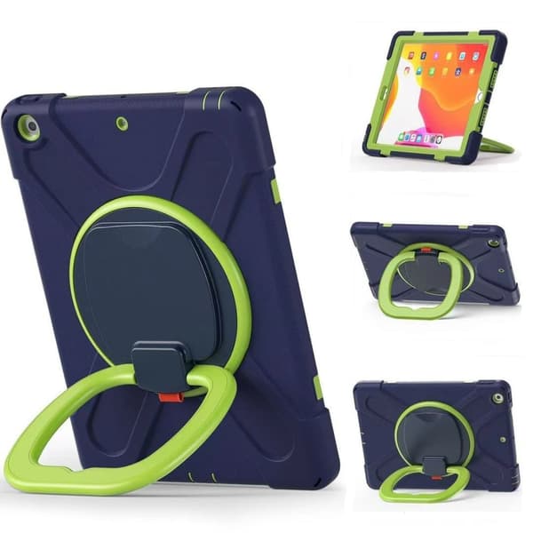 Fodral för iPad 10.2" 2021/2020/2019 (9:e/8:e/7:e generationen), Stöd 360, Marinblå/Grön