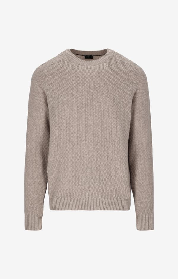 Mikromønstret sweater med rund hals M