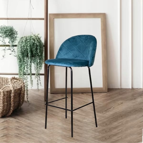 ICON sininen samettinen baarijakkara x4