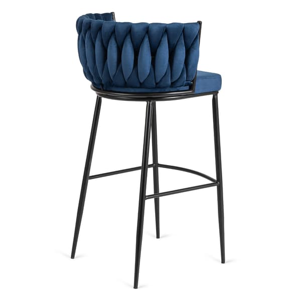 Klädd vävd barpall FLORES marinblå sammet modern loft