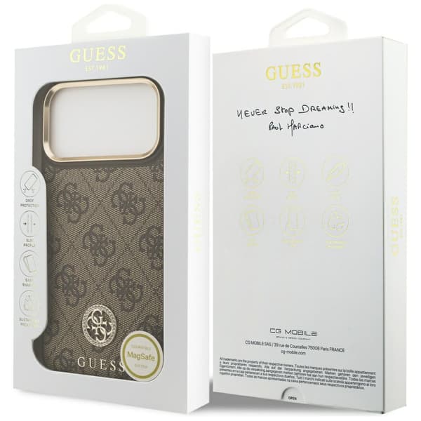 Guess 4G Strass Logo MagSafe-etui til iPhone 17 Pro Max brunt