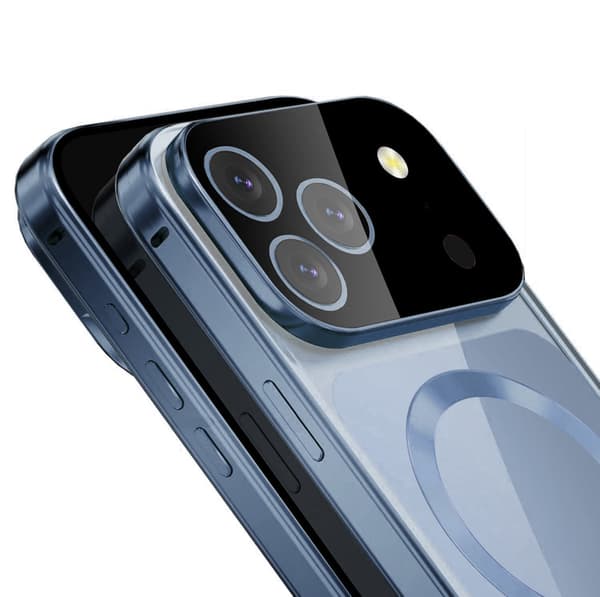 iPhone 17 Pro cover, magnetisk dobbeltglas, til MagSafe, blå