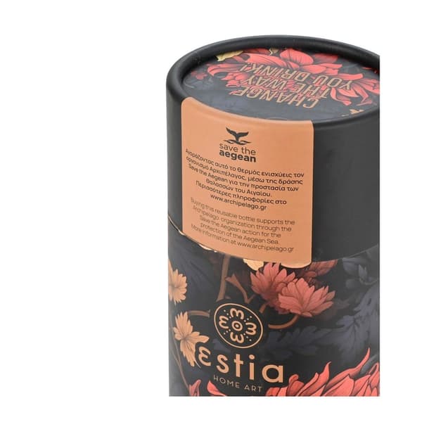 Blomstertermoskrus med sugerør 500 ml Midnight Blossom
