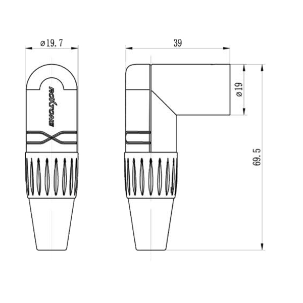 Vinklet XLR-stik Roxtone RX3RMP-NT