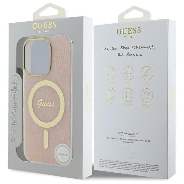 Guess IML 4G MagSafe-etui til iPhone 16 Pro Max, lyserød