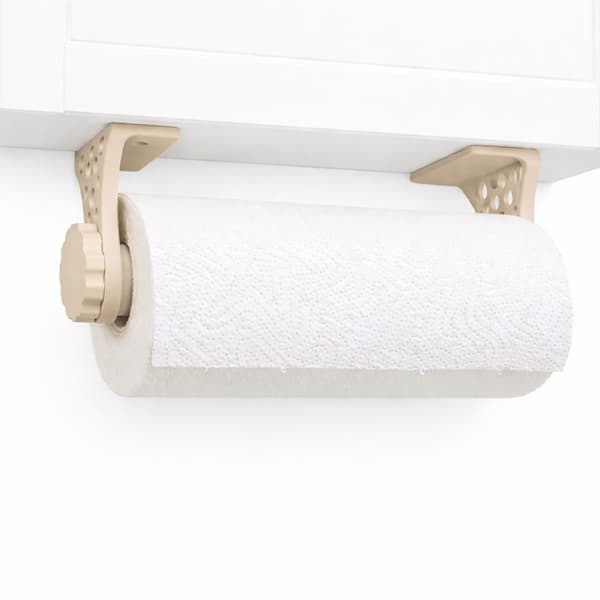 Beige hushållspappershållare under skåpet