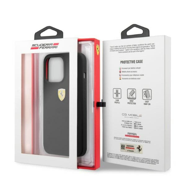Ferrarin silikoninen MagSafe-kotelo iPhone 13 Pro Maxille, musta
