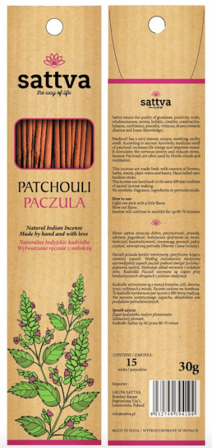 SATTVA Naturlig Indisk Røgelse - Patchouli 30g