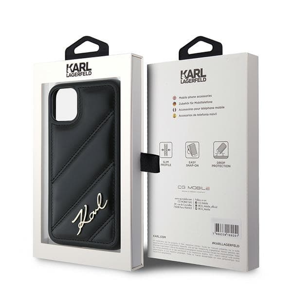 Karl Lagerfeld KLHCN61PQDSMGK iPhone 11 / Xr 6,1" sort/sort hårdt cover Diagonal Quilted Script