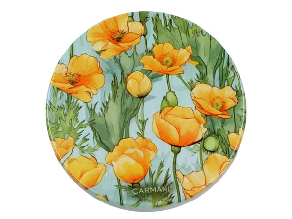 Carmani, rund keramikunderlag - blomster