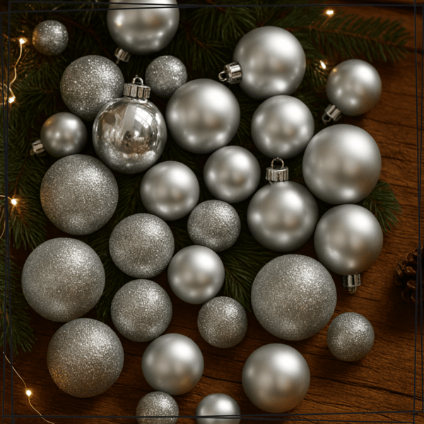 JULGRANSBOLLAR, PLAST, JULGRAN, SILVER, REPFRIA