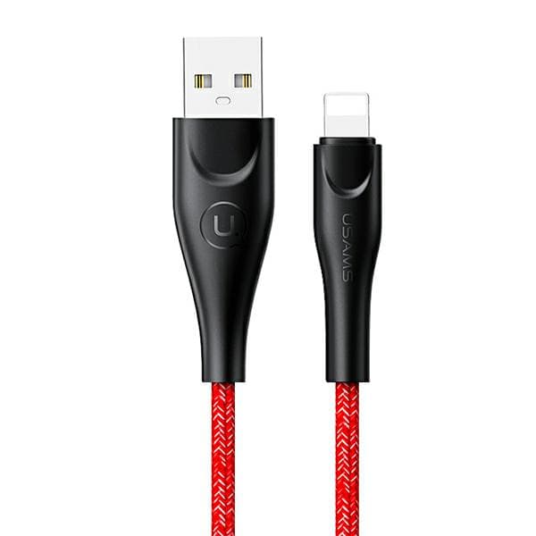 USAMS Flätad U41 USB-A till Lightning-kabel 2m 2A Röd