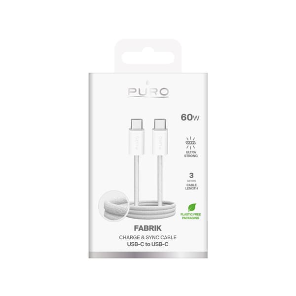Fabrik 4 240W 1m flätad USB-C-kabel - vit