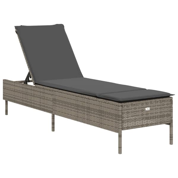vidaXL liggestol med hynde, grå, polyrattan