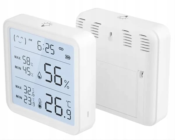Tuya TH08Pro Bluetooth-sensor, stor LCD-skärm, temperatur och luftfuktighet, klocka