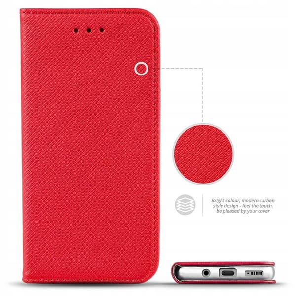 Etui til IPHONE 12 PRO MAX SMART BOOK MAGNET RØD BOG + GLAS